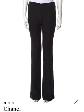 Chanel Vintage Wool Wide Leg Pants (XS) (Black)